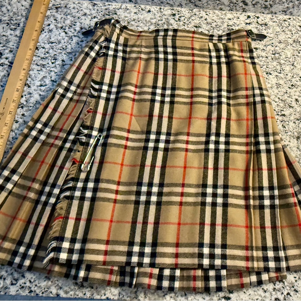 Burberry Plaid Pleated Kilt Skirt